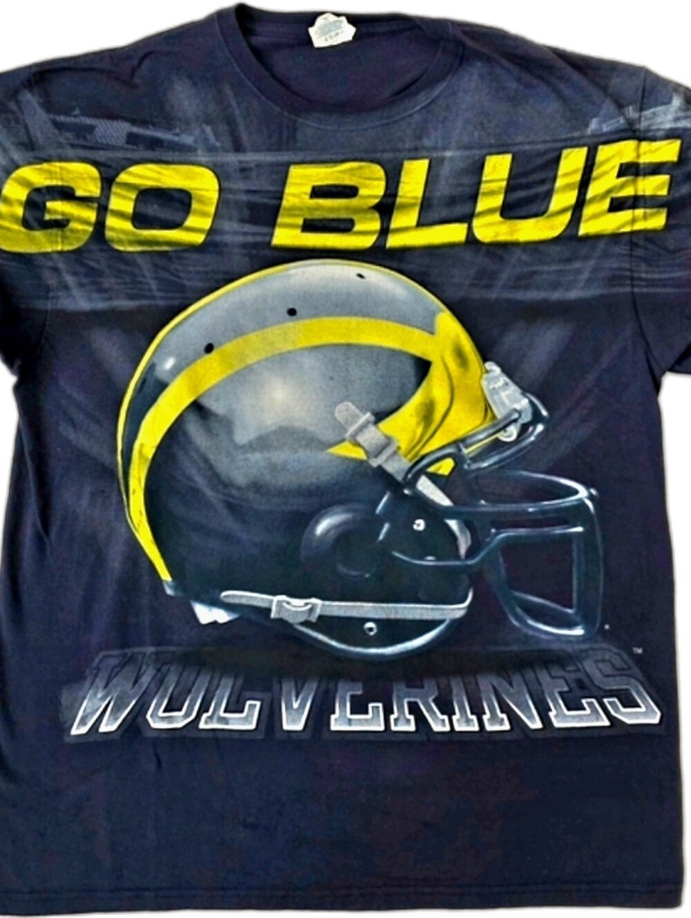 University of Michigan Wolverines "GO BLUE" Vintage Navy Blue  00s Large